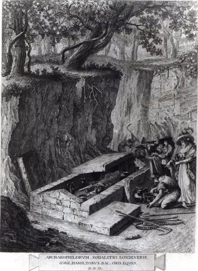 Tourists Viewing the Opening of an Ancient Tomb, c.1766 by French School